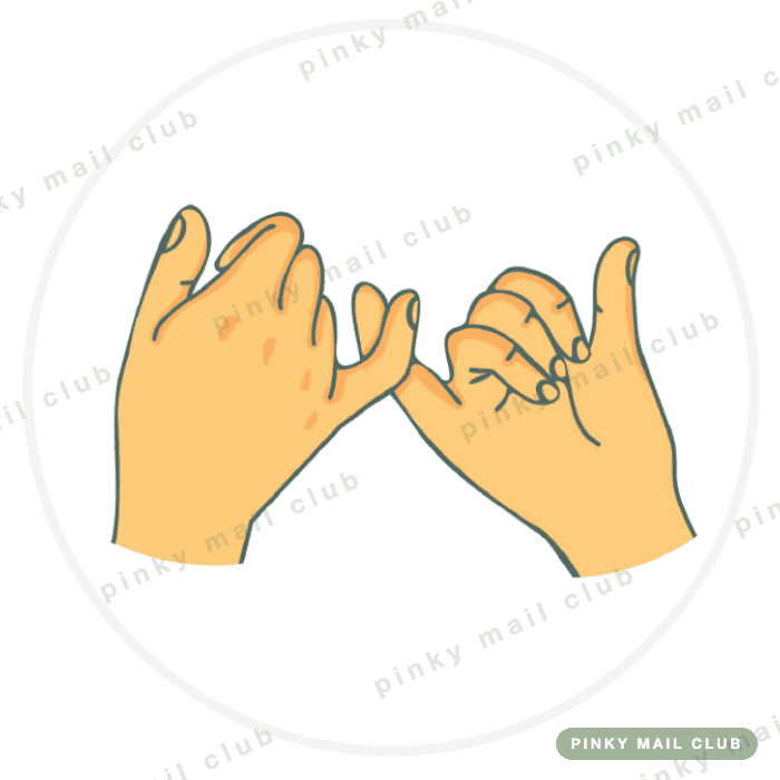 Sticker: serçe parmaklarını birbirine geçirmiş iki el